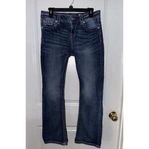 Miss Me Jeans Rhinestoned Womens Size 28 Medium Wash Easy Bootcut Denim Bling